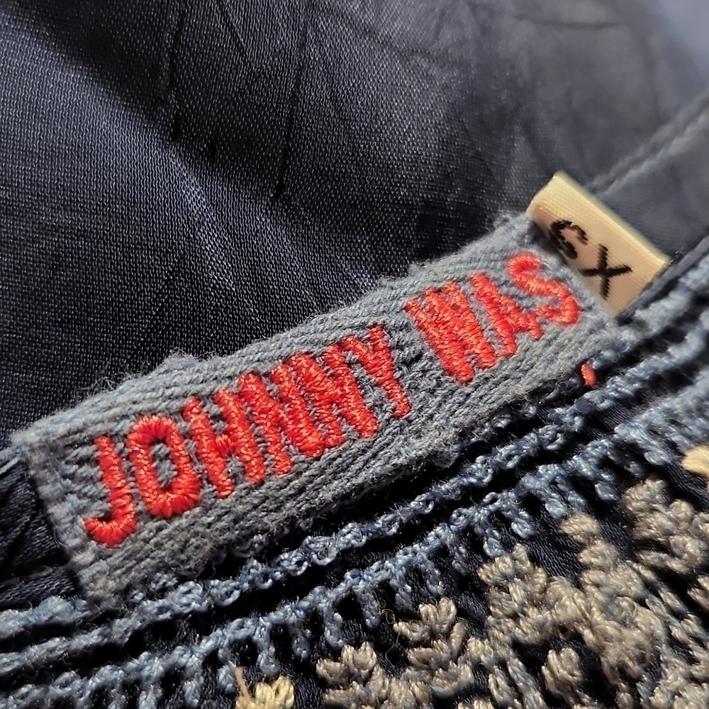 Johnny Was Navy Blue Floral Embroidered Peasant Blouse Top XS - Picture 7 of 10